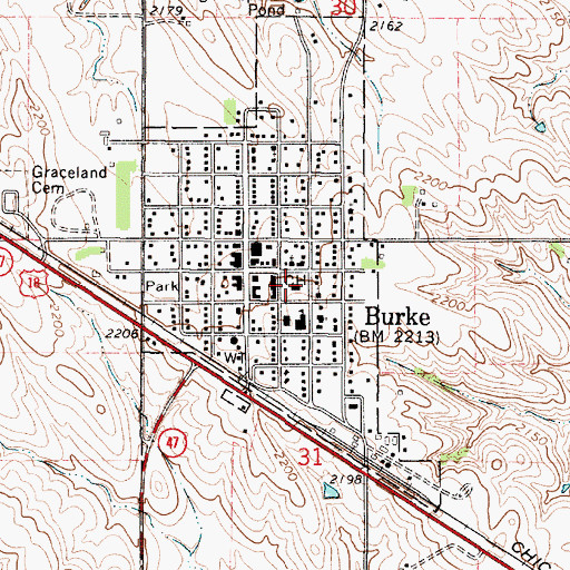 Topographic Map of Gregory County Courthouse, SD