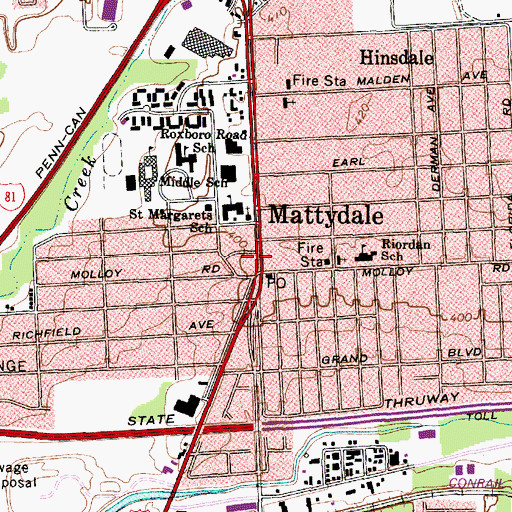 Topographic Map of Hollywood Theatre, NY