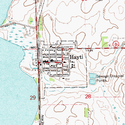 Topographic Map of Hamlin County Courthouse, SD