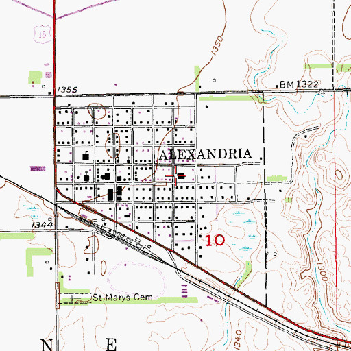 Topographic Map of Hanson County Courthouse, SD