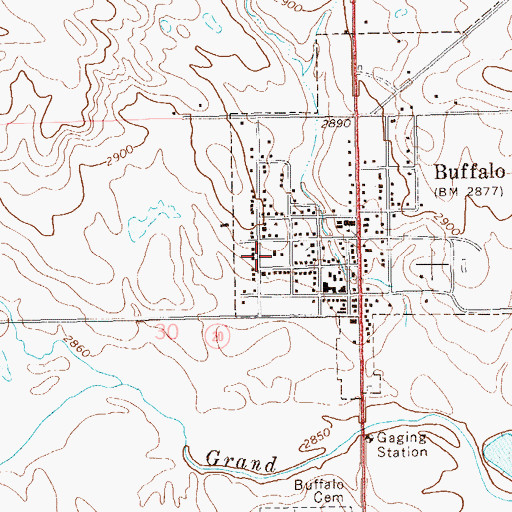 Topographic Map of Harding County Courthouse, SD