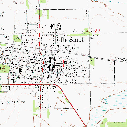 Topographic Map of Kingsbury County Courthouse, SD