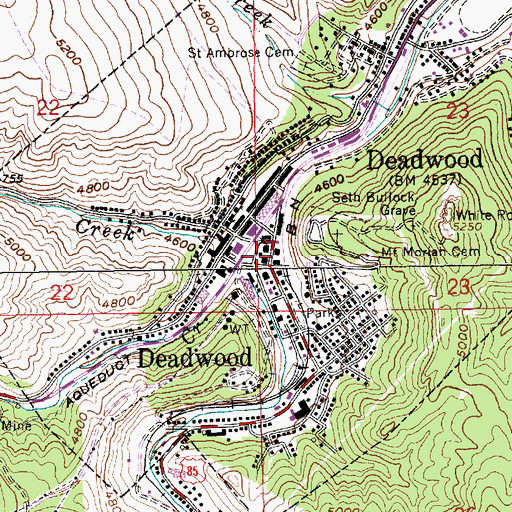Topographic Map of Lawrence County Courthouse, SD