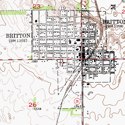 Topographic Map of Marshall County Courthouse, SD