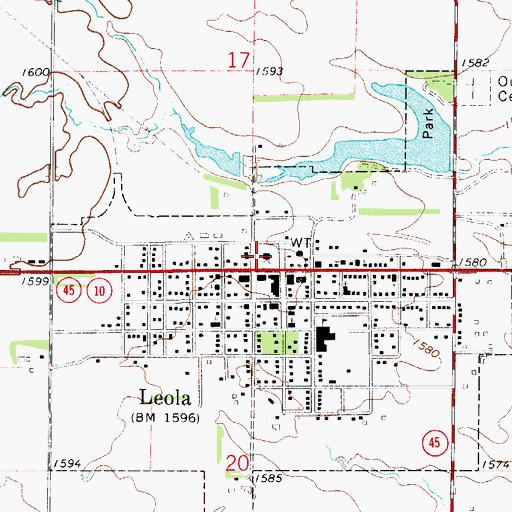 Topographic Map of McPherson County Courthouse, SD
