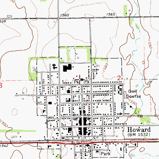 Topographic Map of Miner County Courthouse, SD