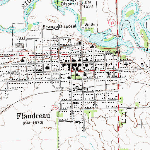 Topographic Map of Moody County Courthouse, SD