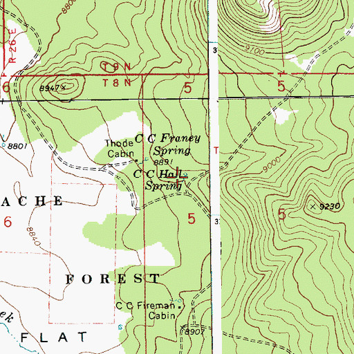 Topographic Map of CC Hall Spring, AZ