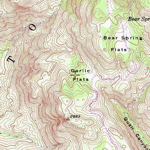 Topographic Map of Garlic Flats, CA