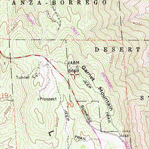 Topographic Map of Garnet Mountain, CA