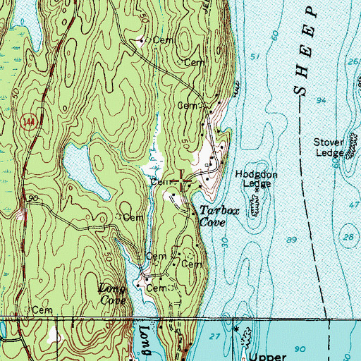 Topographic Map of Bailey Sewall Cemetery, ME