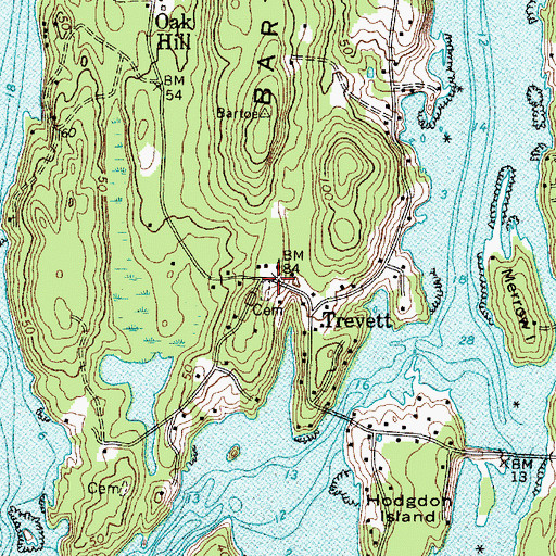 Topographic Map of Barters Island Baptist Church Cemetery, ME