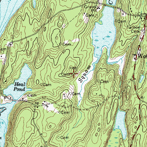 Topographic Map of Booth Harrison Ward Cemeteries, ME