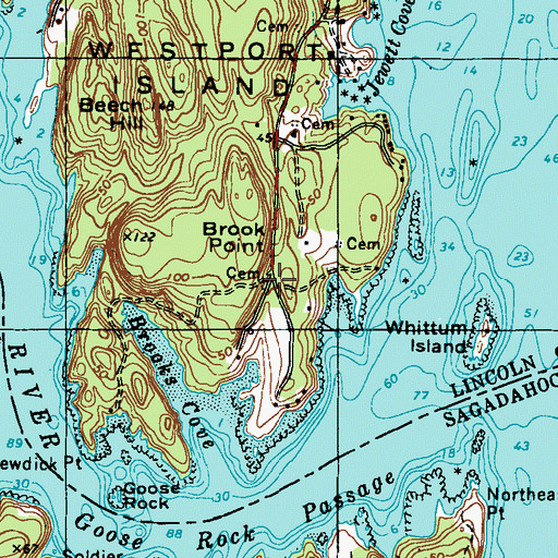 Topographic Map of Brooks Cemetery, ME