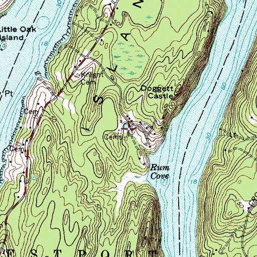 Topographic Map of Fred Greenleaf Cemetery, ME