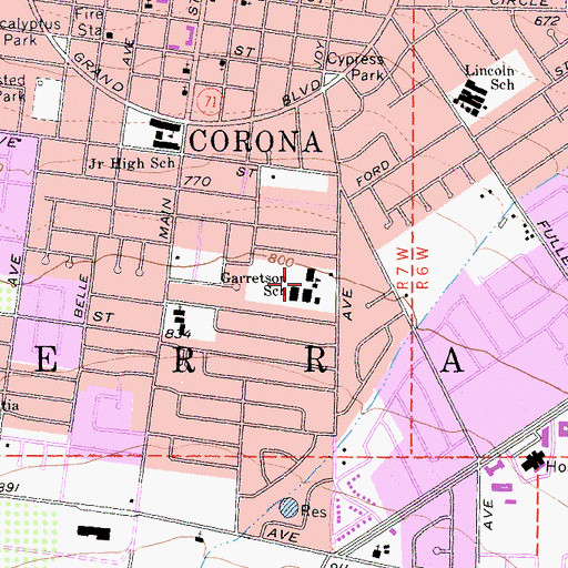 Topographic Map of Garretson Elementary School, CA