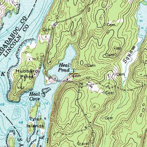 Topographic Map of Heal Shattuck Cemetery, ME
