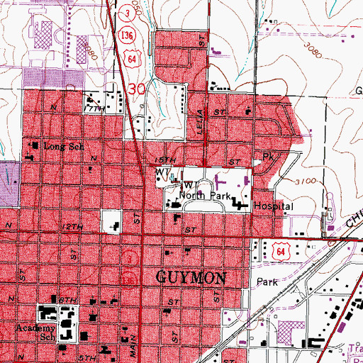 Topographic Map of North Park Elementary School, OK