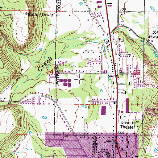 Topographic Map of Poteau Upper Elementary School, OK