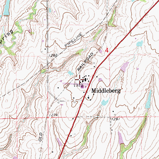 Topographic Map of Middleberg Elementary School, OK