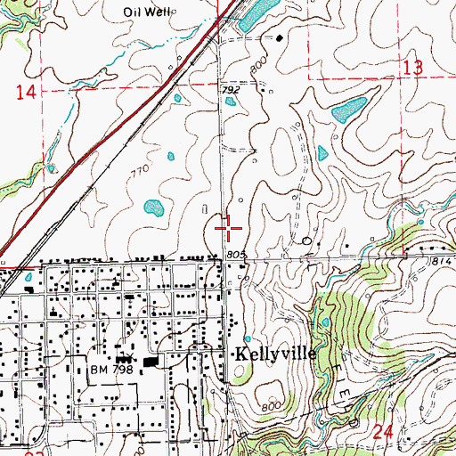 Topographic Map of Kellyville Upper Elementary School, OK