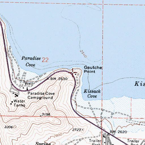 Topographic Map of Gautche Point, CA