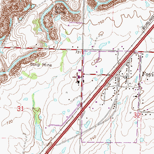 Topographic Map of Foyil High School, OK