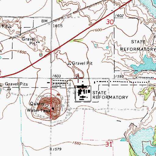 Topographic Map of Lakeside School, OK