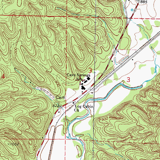 Topographic Map of Cave Springs High School, OK