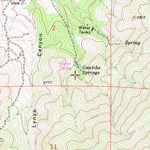 Topographic Map of Gautche Springs, CA