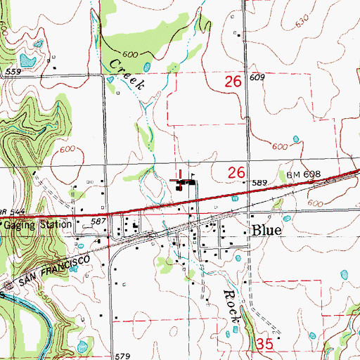 Topographic Map of Rock Creek Elementary School, OK