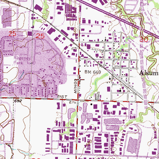 Topographic Map of Miss Helen's Private School, OK