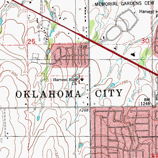 Topographic Map of Harvest Hills Christian School, OK