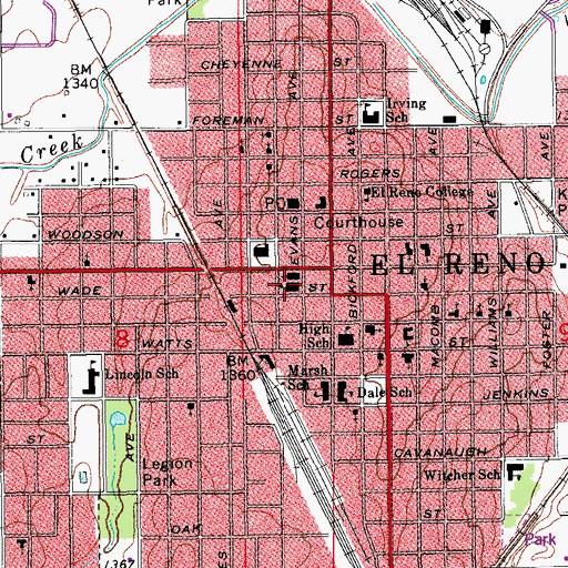 Topographic Map of Sacred Heart Catholic School, OK