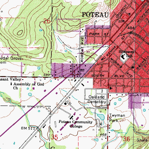 Topographic Map of River Valley Cosmetology Institute, OK