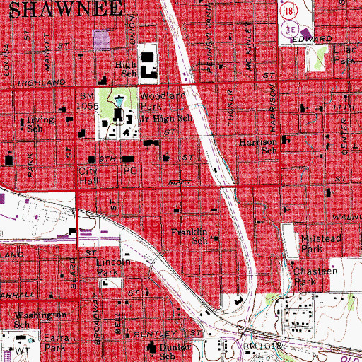Topographic Map of Shawnee Beauty College, OK
