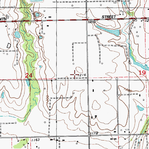 Topographic Map of Wayland Bonds Elementary School, OK