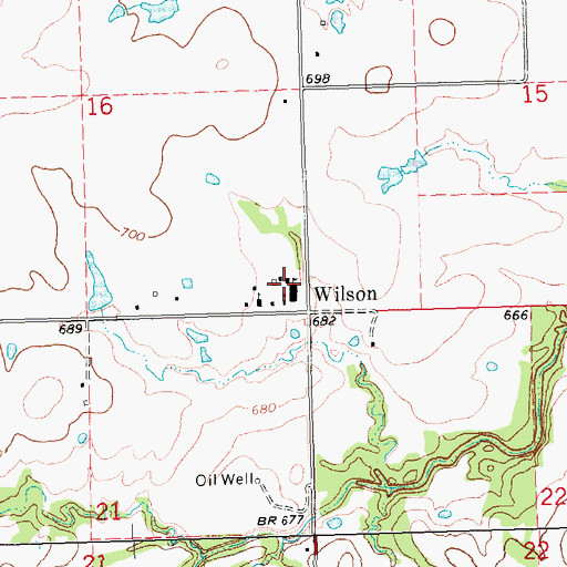 Topographic Map of Wilson High School, OK