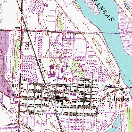 Topographic Map of Jenks Freshman Academy, OK