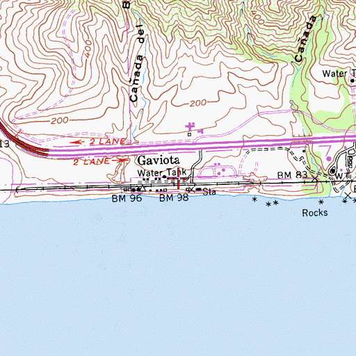 Topographic Map of Gaviota, CA