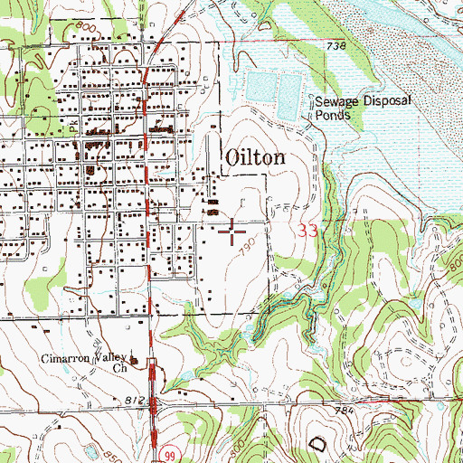 Topographic Map of J F Kennedy Elementary School, OK