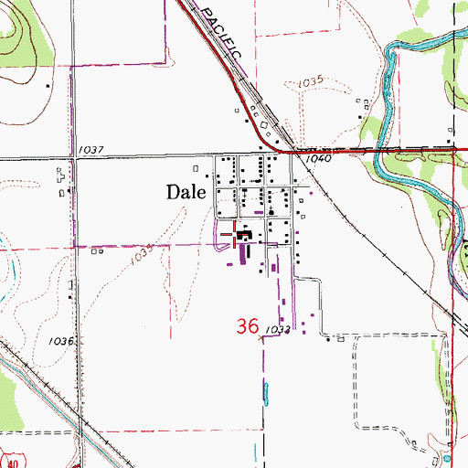 Topographic Map of Dale High School, OK
