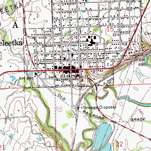 Topographic Map of Graham High School, OK