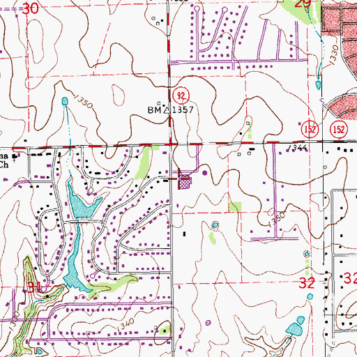 Topographic Map of Mustang Lakehoma Elementary School, OK