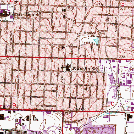 Topographic Map of Street School, OK