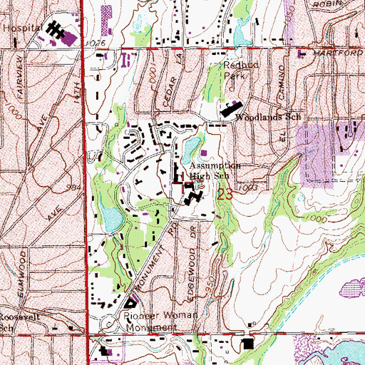 Topographic Map of Ponca City Christian Academy, OK