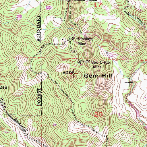 Topographic Map of Gem Hill, CA