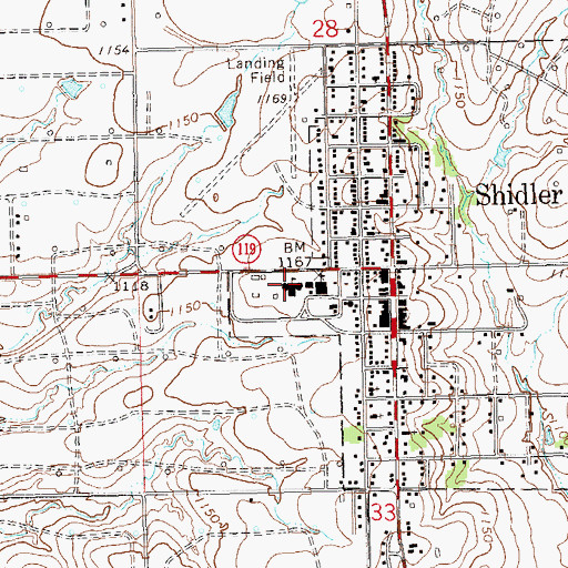 Topographic Map of Ward Elementary School, OK