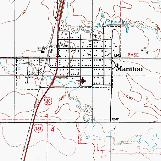 Topographic Map of Southwest Oklahoma Juvenile Center, OK