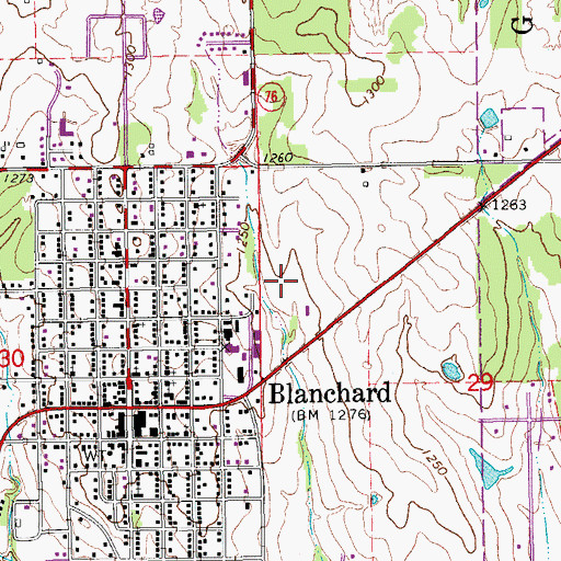 Topographic Map of Blanchard High School, OK
